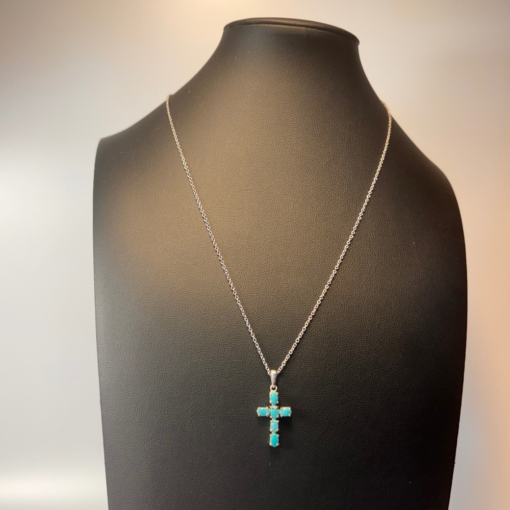 Cross Necklace Silver Magnetic Clasp Boho Southwestern Statement Goth